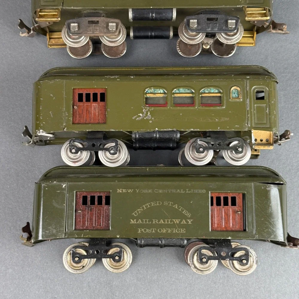 Lionel Prewar Standard Gauge Train Cars Set 33 34 35 36 Olive Green Vintage